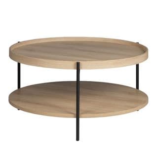 Korro - Table Basse Ronde En Bois Et Métal Ø80cm - Couleur - Bois Clair