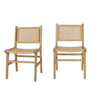 Lot De 2 Chaises En Teck Et Cannage