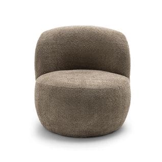 Mo - Fauteuil Rond En Tissu Bouclette - Couleur - Taupe