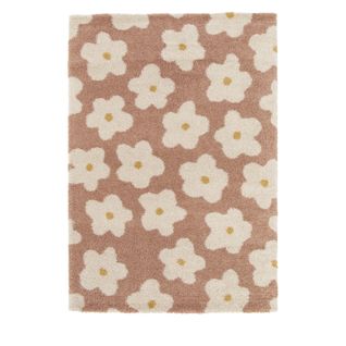 Flora I - Tapis Contemporain à Motif Floral - Couleur - Vieux Rose, Dimensions - 160x230 Cm