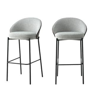 Canelas - Lot De 2 Chaises De Bar En Tissu Et Métal 76,5cm - Couleur - Gris Clair