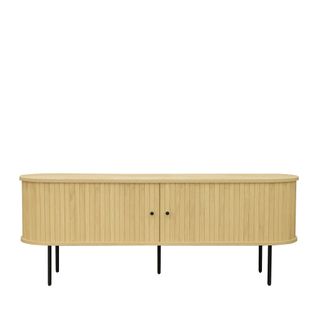 Lucie - Meuble TV Aux Portes Coulissantes En Bois Et Métal L150cm - Couleur - Bois Clair