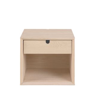 Trogon - Table De Chevet Murale 1 Tiroir, 1 Niche En Bois - Couleur - Bois Blanchi