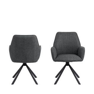 Barbacou - Lot De 2 Fauteuils De Table En Tissu Et Métal - Couleur - Gris