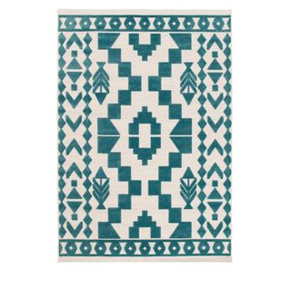 Coraya - Tapis Intérieur Et Extérieur Ethnique - Couleur - Bleu Canard, Dimensions - 164x230 Cm