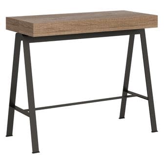 Console Extensible 90x40/196 Cm Banco Small Chêne Nature Cadre Anthracite