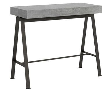 Console Extensible 90x40/196 Cm Banco Small Ciment Cadre Anthracite