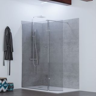 Paroi De Douche Italienne 120+40 X 200cm Calypso Verre 8 Mm Avec Volet Pivotant