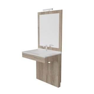 Meuble Altea 80 Cm Avec Plan Vasque Et Miroir Miralt - Cambrian Oak