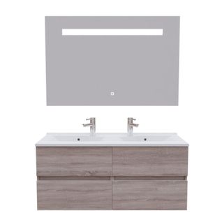 Meuble Double Vasque 120 Cm Rosaly Avec Miroir Elégance Ht80- Bois- Résine