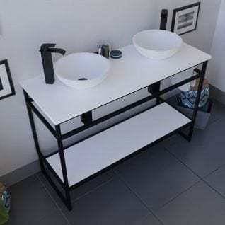 Meuble Salle De Bain 120 Cm Avec Deux Vasques à Poser Structura - Blanc