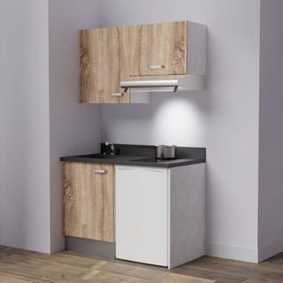 Kitchenette K01l - 120 Cm - Bois - Nero - Évier à Gauche