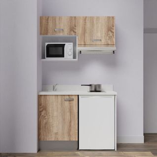 Kitchenette K02l - 120 Cm à Bois - Snova - Évier à Gauche