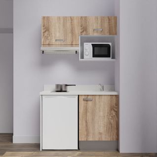 Kitchenette K02l - 120 Cm à Bois - Snova - Évier à Droite