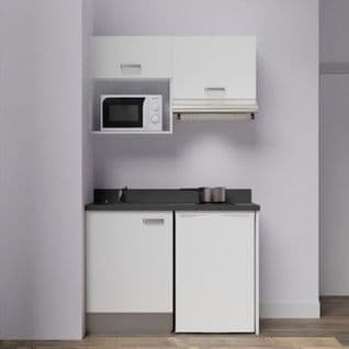 Kitchenette K02l - 120 Cm à Blanc - Nero - Évier à Gauche