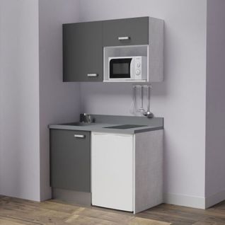 Kitchenette K07l - 120 Cm - Gris - Cromo - Évier à Gauche