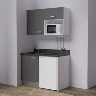 Kitchenette K07l - 120 Cm - Gris - Nero - Évier à Gauche