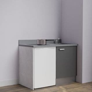 Kitchenette K08l - 120 Cm A Gris - Cromo - Évier À Droite