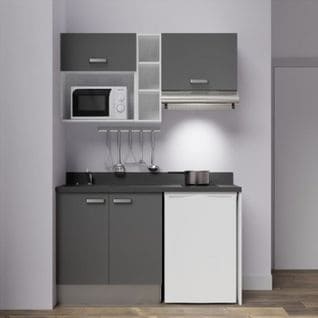 Kitchenette K13l - 140 Cm - Gris - Nero - Évier à Gauche