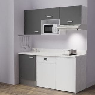 Kitchenette K55l - 180 Cm - Gris - Snova - Évier à Gauche