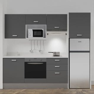 Kitchenette K37l - 240 Cm - Gris - Snova - Évier à Gauche