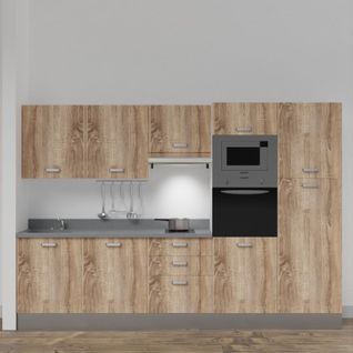 Kitchenette K46l - 300 Cm - Bois - Cromo - Évier à Gauche