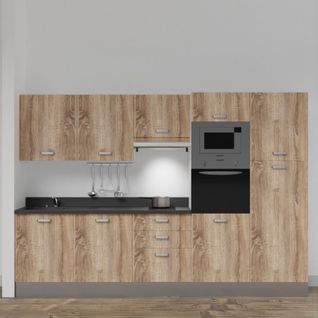 Kitchenette K46l 300 Cm - Bois - Nero - Évier à Gauche