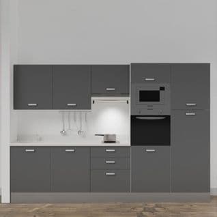 Kitchenette K46l - 300 Cm - Gris - Snova - Évier à Gauche