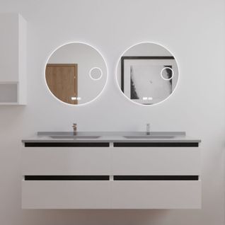 Meuble Double Vasque 140 Cm Arlequin Avec 2 Miroirs Rondinara Noir