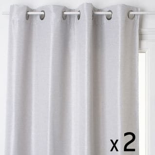 Lot De 2 Rideaux à  Oeillets Occultant Gris Clair 140 X 260 Cm