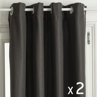 Lot De 2 Rideaux à  Oeillets Isolant Gris Foncé 140 X 260 Cm