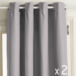 Lot De 2 Rideaux à  Oeillets Isolant Beige Lin   140 X 260 Cm