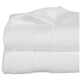 Lot De 2 Draps De Bain En Coton Blanc Tissu Éponge 100 X 150 Cm