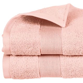 Lot De 2 Draps De Bain En Coton Rose Tissu Éponge 100 X 150 Cm