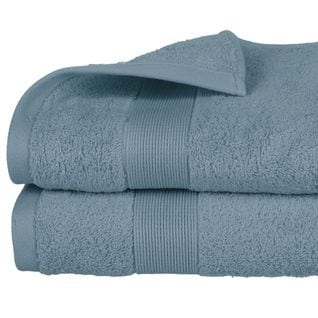 Lot De 2 Draps De Bain En Coton Bleu Orage Tissu Éponge 70 X 130 Cm