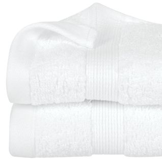 Lot De 2 Serviettes De Toilette En Coton Blanc Tissu Éponge 30 X 50 Cm