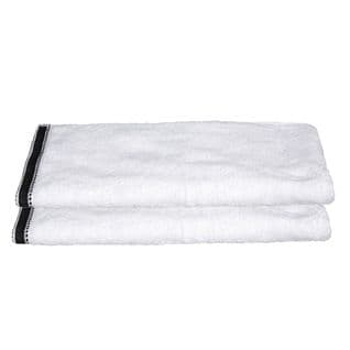 Lot De 2 Serviettes De Toilette En Coton Blanc Tissu Éponge 50 X 90 Cm