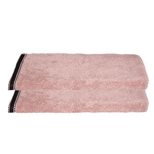 Lot De 2 Serviettes De Toilette En Coton Rose Tissu Éponge 50 X 90 Cm