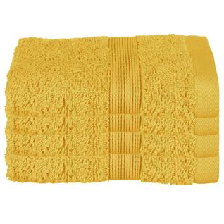 Lot De 4 Serviettes De Toilette En Coton Jaune Ocre Tissu Éponge 30 X 50 Cm