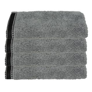 Lot De 4 Serviettes De Toilette En Coton Gris Foncé Tissu Éponge 30 X 50 Cm