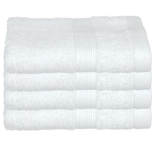 Lot De 4 Serviettes De Toilette En Coton Blanc Tissu Éponge 30 X 50 Cm