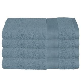 Lot De 4 Serviettes De Toilette En Coton Bleu Orage Tissu Éponge 50 X 90 Cm