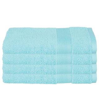 Lot De 4 Serviettes De Toilette En Coton Bleu Aqua Tissu Éponge 50 X 90 Cm