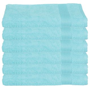 Lot De 6 Draps De Bain En Coton Bleu Aqua Tissu Éponge 100 X 150 Cm