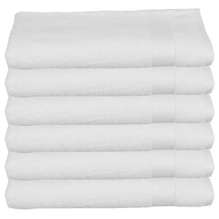 Lot De 6 Draps De Bain En Coton Blanc Tissu Éponge 100 X 150 Cm