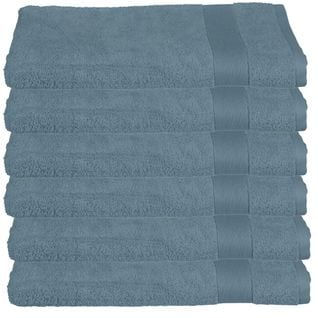 Lot De 6 Draps De Bain En Coton Bleu Orage Tissu Éponge 100 X 150 Cm