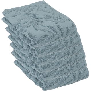 Lot De 6 Draps De Bain En Coton Bleu  Tissu Jacquard 70 X 130 Cm