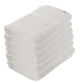 Lot De 6 Draps De Bain Tissu Éponge 100% Coton Blanc 70 X 130 Cm
