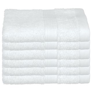 Lot De 6 Serviettes De Toilette En Coton Blanc Tissu Éponge 30 X 50 Cm