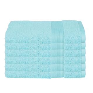 Lot De 6 Serviettes De Toilette En Coton Bleu Aqua Tissu Éponge 50 X 90 Cm